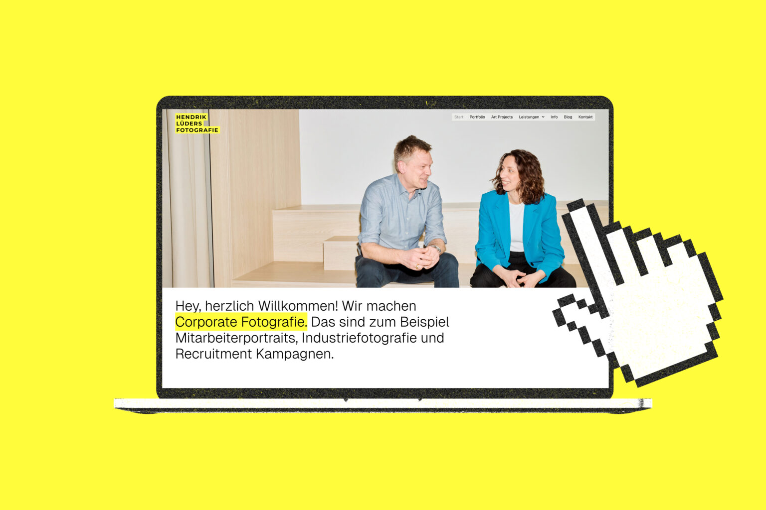 Titelbild des Newsletters. Ein Laptop zeigt die neue Webseite von Hendrik Lüders.